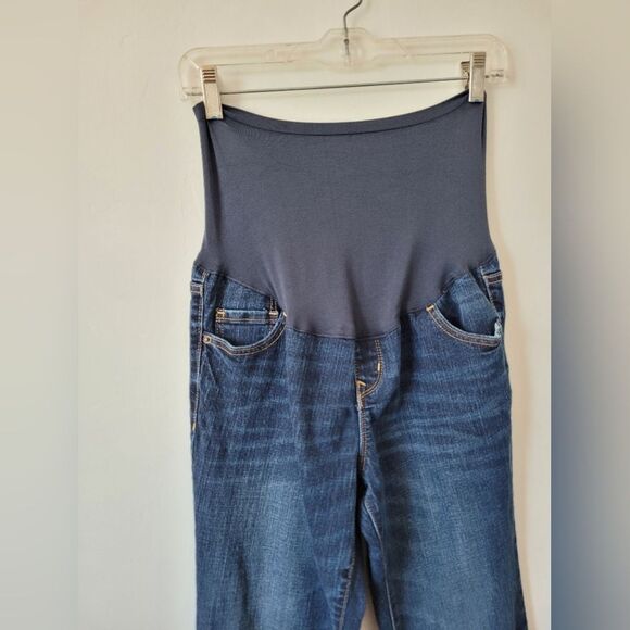 Old Navy Maternity Jeans Boot Cut Dark Wash Full Panel Flared Comfy High Waist 6 - Picture 2 of 7